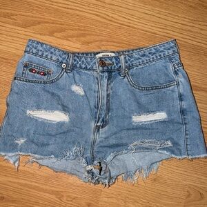Hollister Blue Distressed Jean Shorts